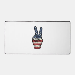 Vintage Patriotic Peace Hand Vector Shirt Design_1 Desk Mat
