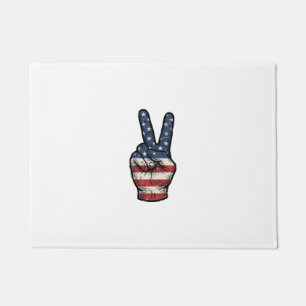 Vintage Patriotic Peace Hand Vector Shirt Design_1 Doormat
