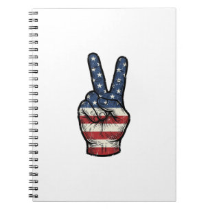 Vintage Patriotic Peace Hand Vector Shirt Design_1 Notebook