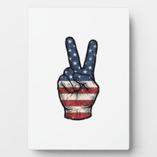 Vintage Patriotic Peace Hand Vector Shirt Design_1 Plaque
