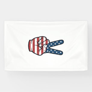 Vintage Patriotic Peace Sign Hand Vector Design_1