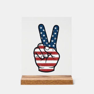 Vintage Patriotic Peace Sign Hand Vector Design_1