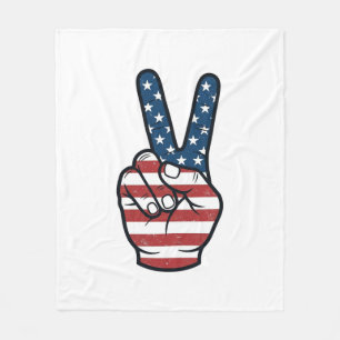 Vintage Patriotic Peace Sign Hand Vector Design_1 Fleece Blanket