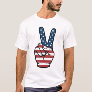 Vintage Patriotic Peace Sign Hand Vector Design_1 T-Shirt