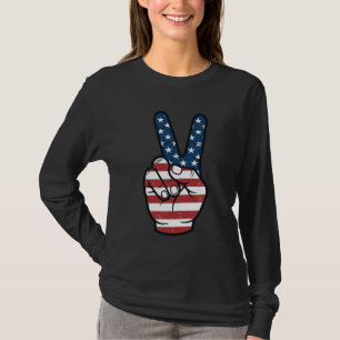 Vintage Patriotic Peace Sign Hand Vector Design_1 T-Shirt