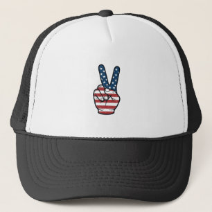 Vintage Patriotic Peace Sign Hand Vector Design_1 Trucker Hat