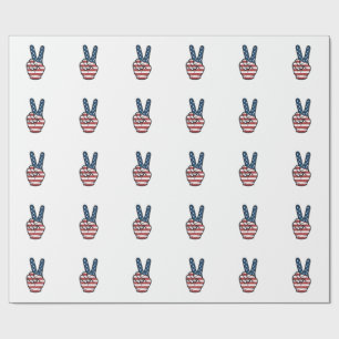 Vintage Patriotic Peace Sign Hand Vector Design_1 Wrapping Paper