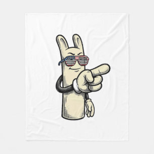 Vintage Patriotic Pointing Hand Cartoon Shirt_1 Fleece Blanket