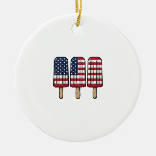 Vintage Patriotic Popsicle Flag Shirt Design_1 Ceramic Tree Decoration