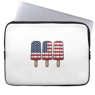 Vintage Patriotic Popsicle Flag Shirt Design_1 Laptop Sleeve