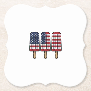 Vintage Patriotic Popsicle Flag Shirt Design_1 Paper Coaster