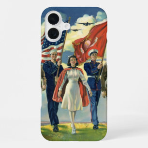 Vintage Patriotic, Proud Military Personnel Heros iPhone 16 Plus Case