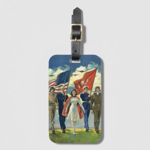 Vintage Patriotic, Proud Military Personnel Heros Luggage Tag