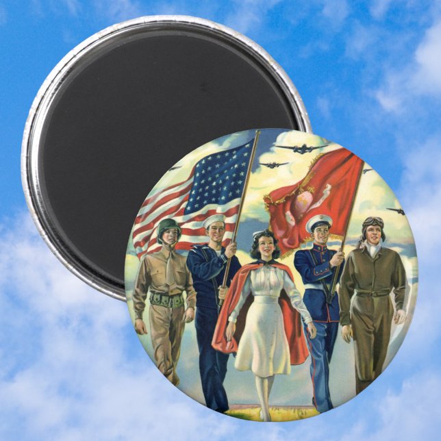 Vintage Patriotic, Proud Military Personnel Heros Magnet (Creator Uploaded)