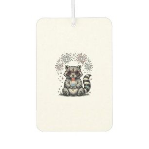 Vintage Patriotic Racoon Fireworks Shirt Design_1 Car Air Freshener