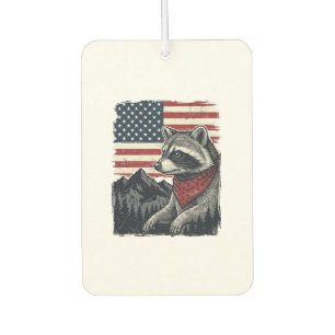 Vintage Patriotic Racoon Mountain Flag Shirt Desi Car Air Freshener