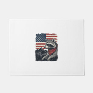 Vintage Patriotic Racoon Mountain Flag Shirt Desi Doormat