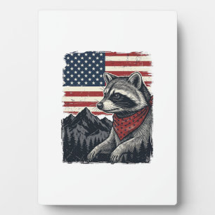 Vintage Patriotic Racoon Mountain Flag Shirt Desi Plaque