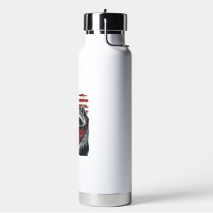 Vintage Patriotic Racoon Mountain Flag Shirt Desi Water Bottle