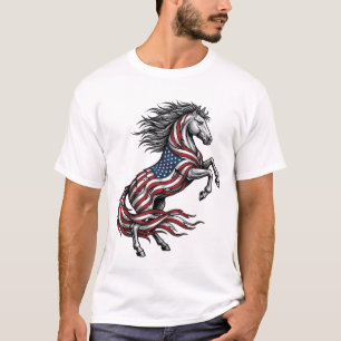 Vintage Patriotic Rearing Horse Vector Shirt Desig