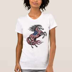 Vintage Patriotic Rearing Horse Vector Shirt Desig