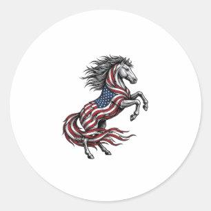 Vintage Patriotic Rearing Horse Vector Shirt Desig Classic Round Sticker