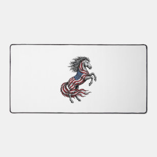 Vintage Patriotic Rearing Horse Vector Shirt Desig Desk Mat