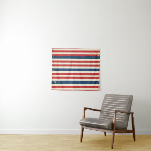 Vintage Patriotic Red White Blue Stripes Tapestry