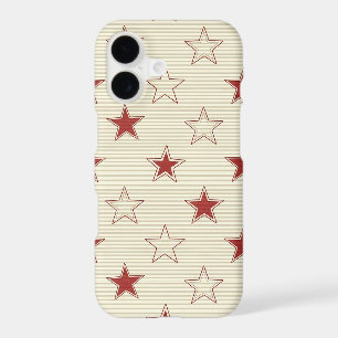Vintage Patriotic Red & White Stars Seamless Patte