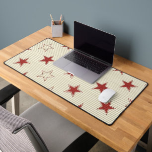Vintage Patriotic Red & White Stars Seamless Patte Desk Mat