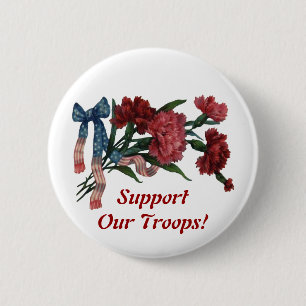 Vintage Patriotic Ribbon and Flowers 6 Cm Round Badge