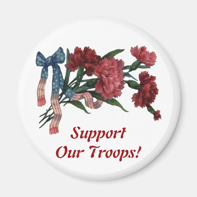 Vintage Patriotic Ribbon and Flowers Magnet (Front)