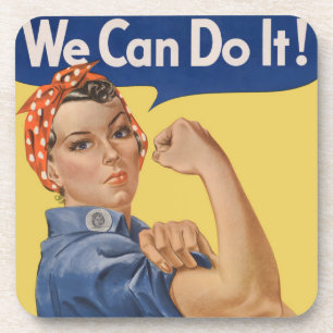 Vintage Patriotic Rosie the Riveter, We Can Do It! Coaster