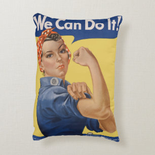 Vintage Patriotic Rosie the Riveter, We Can Do It! Decorative Cushion