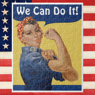 Vintage Patriotic Rosie the Riveter, We Can Do It! Jigsaw Puzzle