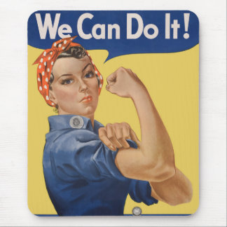 Vintage Patriotic Rosie the Riveter, We Can Do It! Mouse Mat