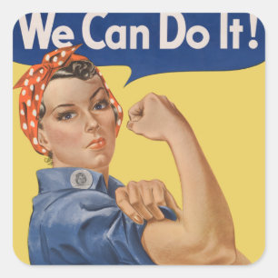 Vintage Patriotic Rosie the Riveter, We Can Do It! Square Sticker