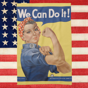 Vintage Patriotic Rosie the Riveter, We Can Do It! Tea Towel