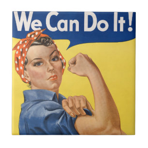 Vintage Patriotic Rosie the Riveter, We Can Do It! Tile