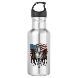 Vintage Patriotic Running Horses Vector Design_1 532 Ml Water Bottle