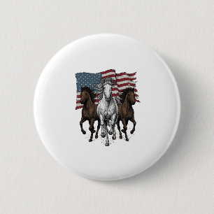 Vintage Patriotic Running Horses Vector Design_1 6 Cm Round Badge