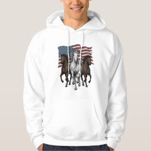 Vintage Patriotic Running Horses Vector Design_1 Hoodie