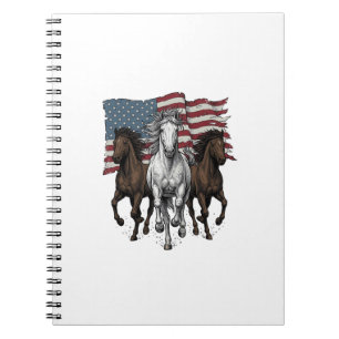 Vintage Patriotic Running Horses Vector Design_1 Notebook