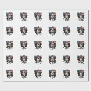 Vintage Patriotic Running Horses Vector Design_1 Wrapping Paper