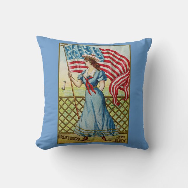 Vintage Patriotic Sailor Girl Pillow (Front)