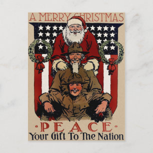 Vintage Patriotic Santa Christmas Postcard