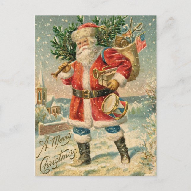 Vintage Patriotic Santa Claus Postcard (Front)