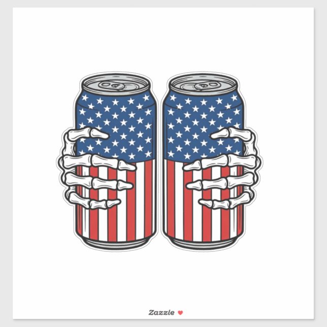 Vintage Patriotic Skeleton Hands Holding Cans Vect (Sheet)