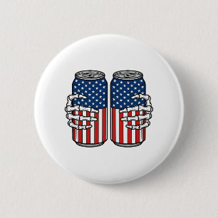 Vintage Patriotic Skeleton Hands Holding Cans Vect 6 Cm Round Badge
