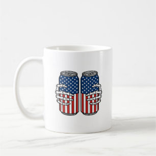 Vintage Patriotic Skeleton Hands Holding Cans Vect Coffee Mug